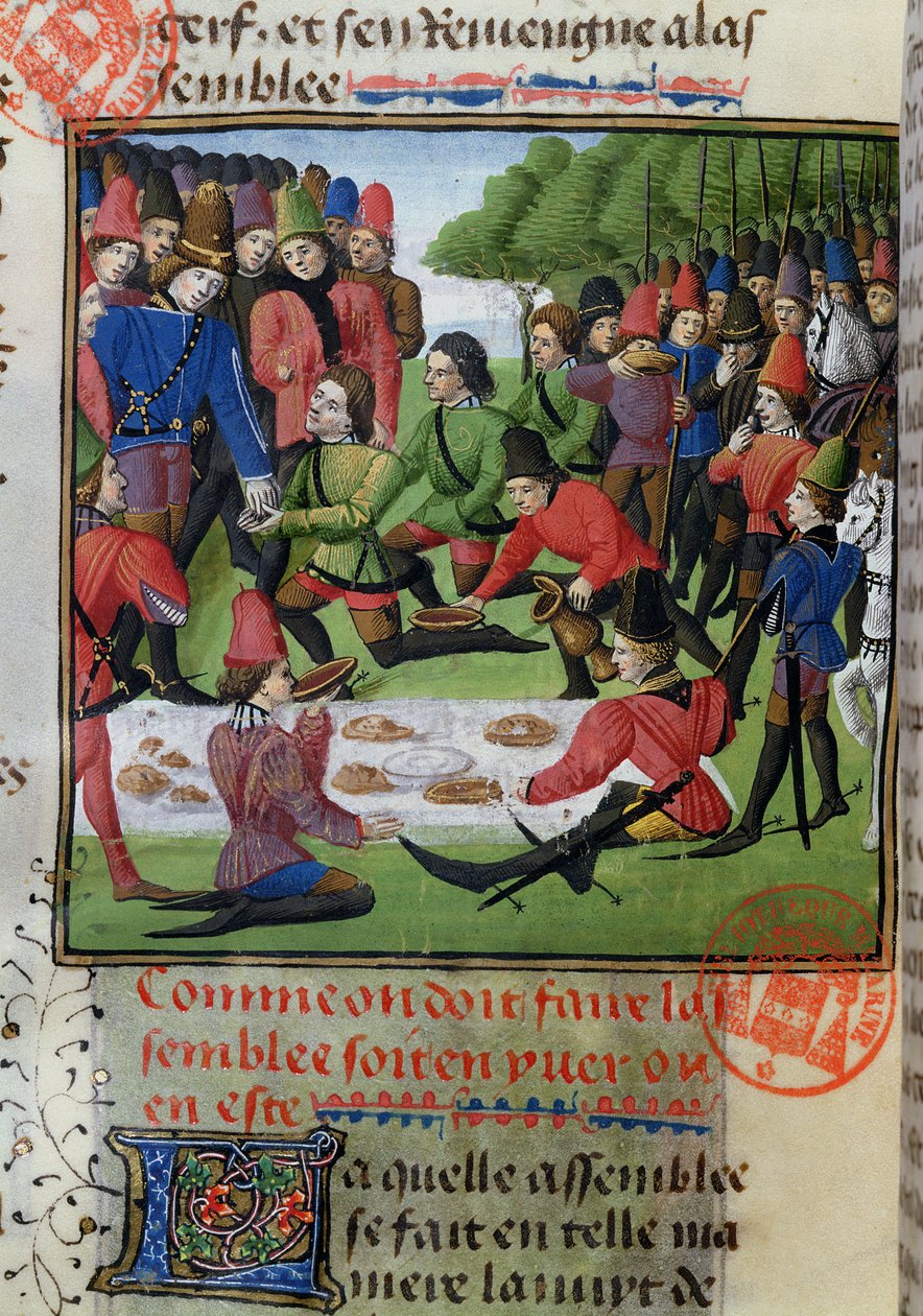 Obiad myśliwski, z Księgi myśliwskiej Gastona Phebusa de Foix (1331-91) autorstwa French School
