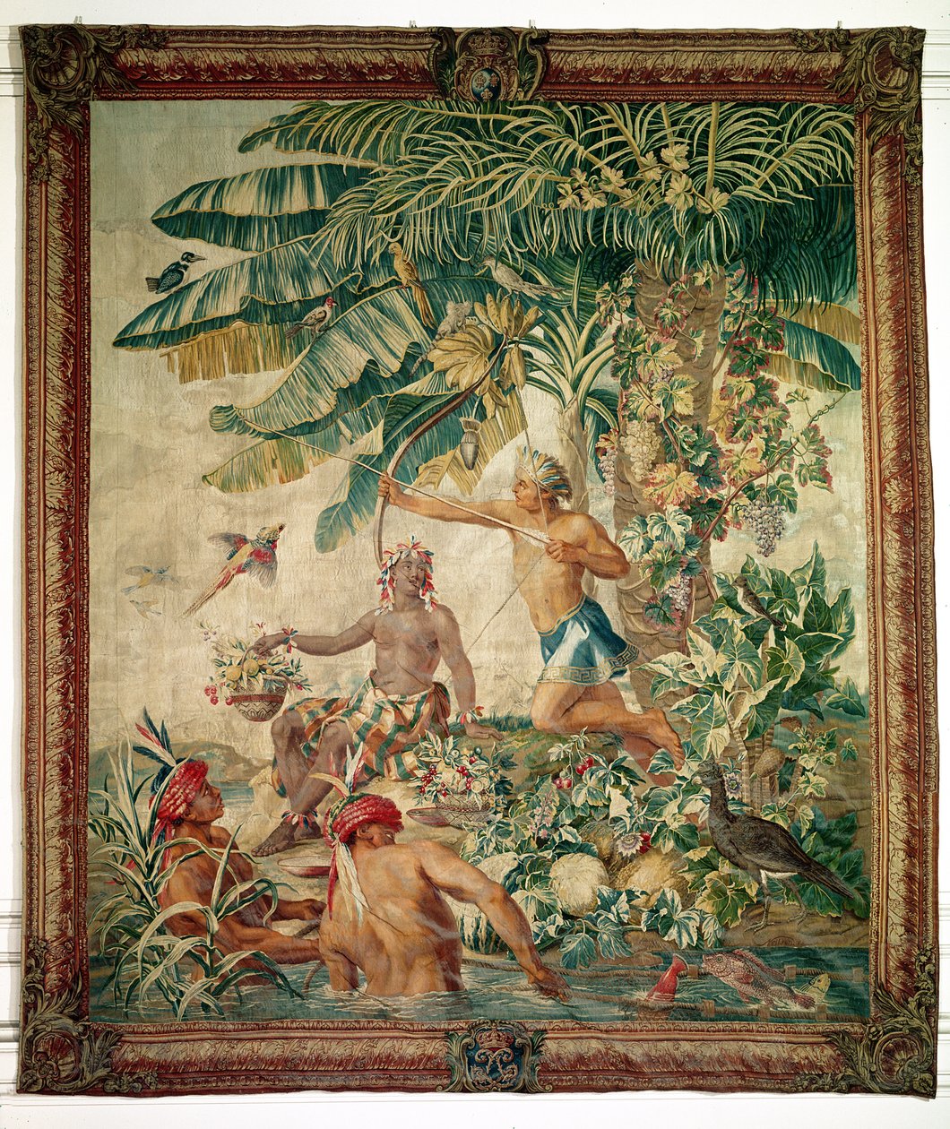 Polowanie, z New India Tapestry, warsztat gobelinowy autorstwa French School