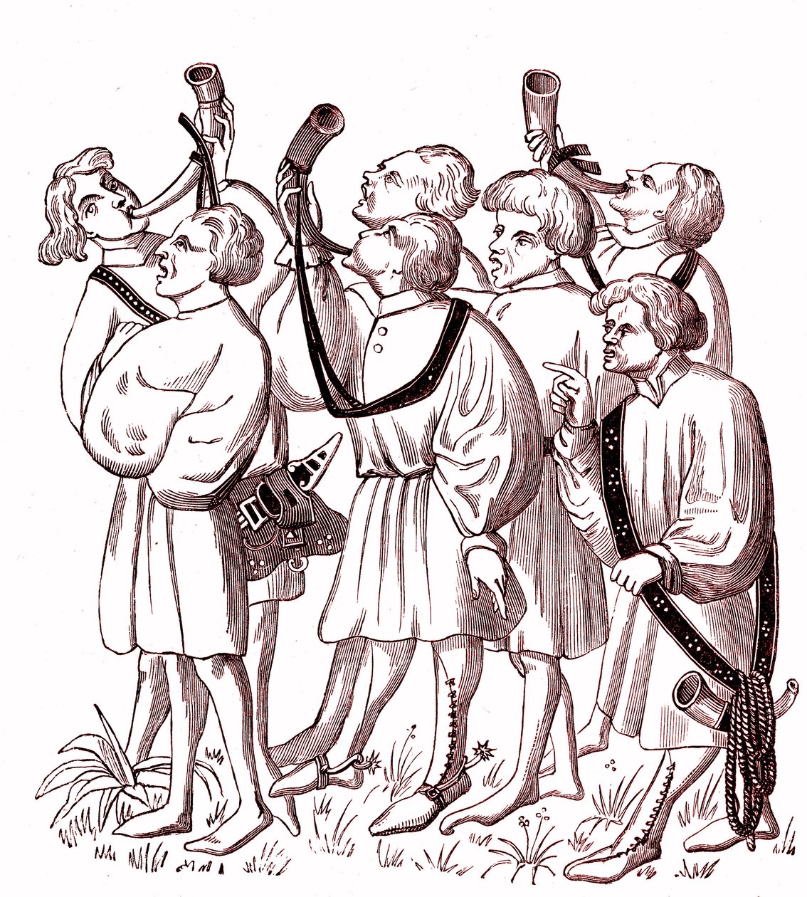Dzwonnicy myśliwscy (XV w.) - Simile College miniatury z rękopisu Gastona Phebusa (1331-1391) autorstwa French School
