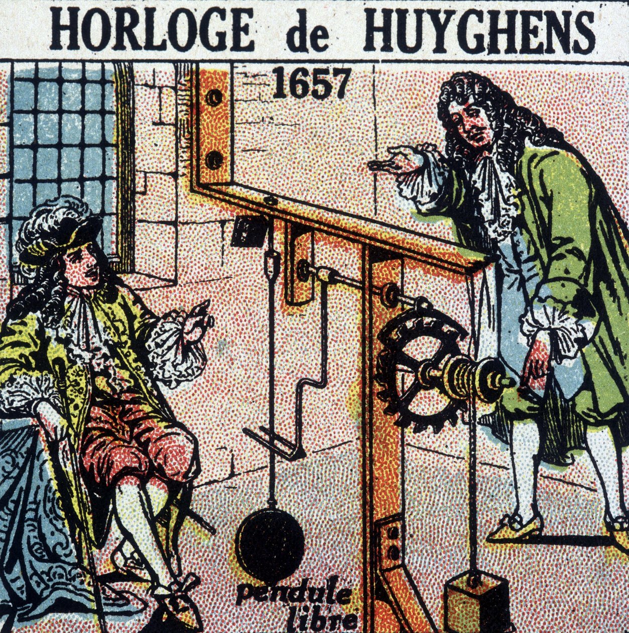Zegar Huyghens 1657 (wolne wahadło) - grawerowanie, deb. XX wiek autorstwa French School