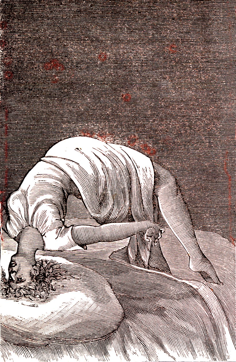Histeria, zaburzenie psychiczne i nerwowe wynikające z intensywnego lęku. 1887 (grawerowanie) autorstwa French School