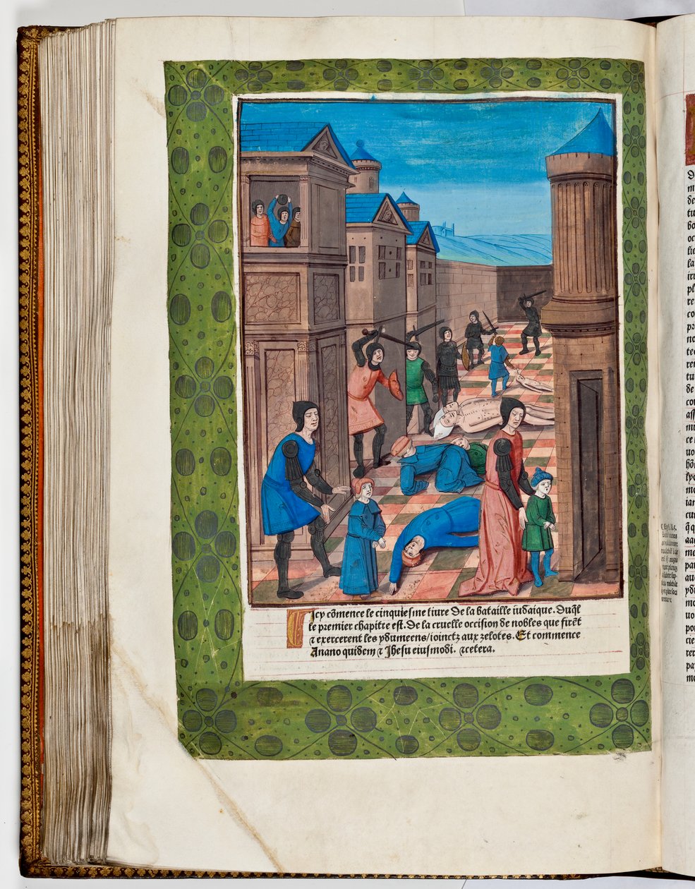 Idumejczycy buntują się przeciwko Rzymowi, mordując naczelnych kapłanów Anana i Jezusa, 68 AD (odbitka ręcznie kolorowana) autorstwa French School