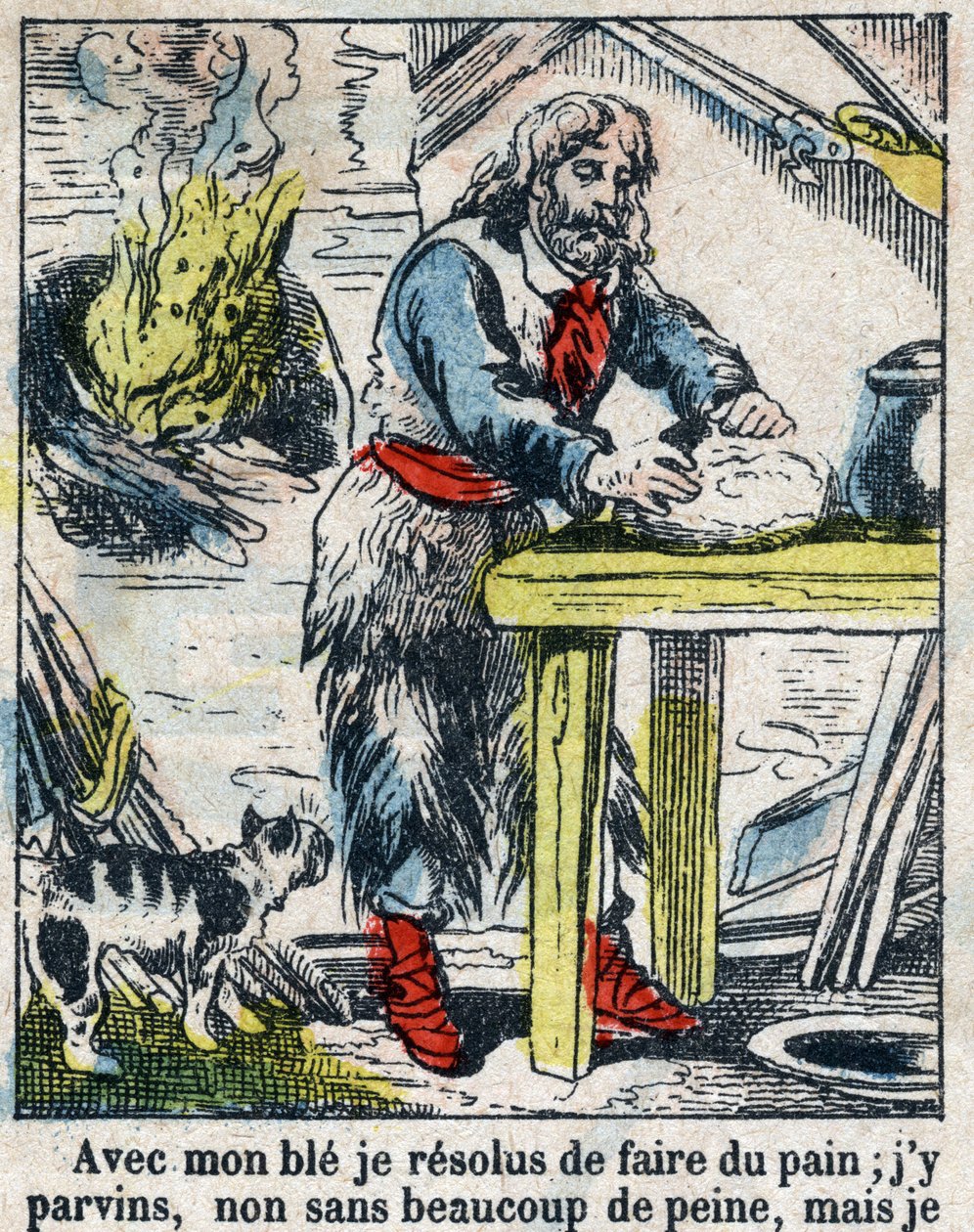 Ilustracja do Księgi Daniela Defoe (De foe) „”Robinson Crusoe””. Obrazowanie epinal z końca XIX wieku. autorstwa French School