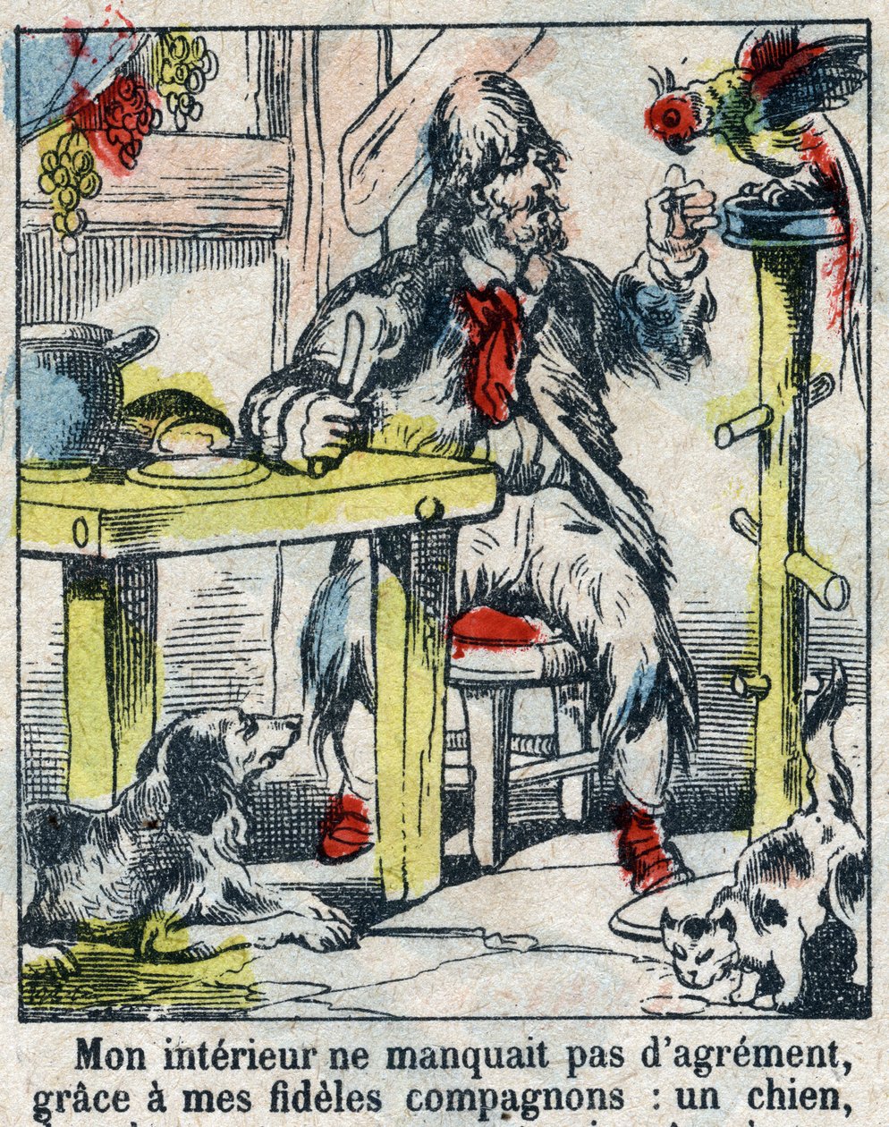 Ilustracja do Księgi Daniela Defoe (De foe) „”Robinson Crusoe””. Obrazowanie epinal z końca XIX wieku. autorstwa French School