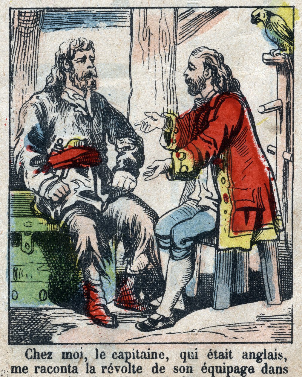 Ilustracja do Księgi Daniela Defoe (De foe) „”Robinson Crusoe””. Obrazowanie epinal z końca XIX wieku. autorstwa French School