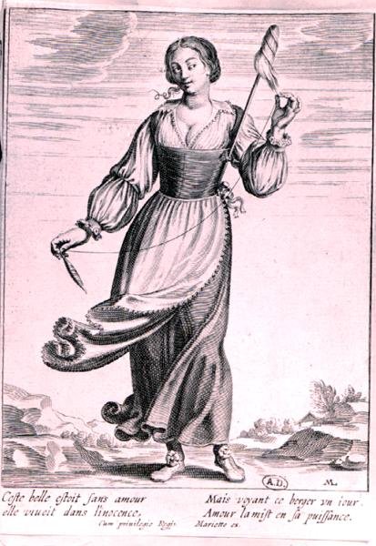 Ilustracja przedstawiająca pasterkę (rycina) (zdjęcie czarno-białe) autorstwa French School