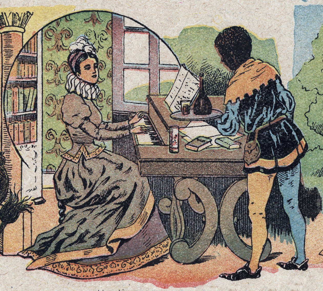 Ilustracja do bajki „Piękno i Bete”: otoczona była względami. Grawerowanie wizerunków Quinna, około 1890 r. autorstwa French School