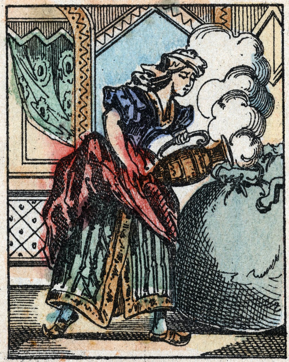Ilustracja do Opowieści z tysiąca i jednej nocy. Ali-Baba (Ali Baba).Grawerowanie na drewnie firmy Imaging Pellerin - Epinal, sd. Koniec XIX wieku. autorstwa French School