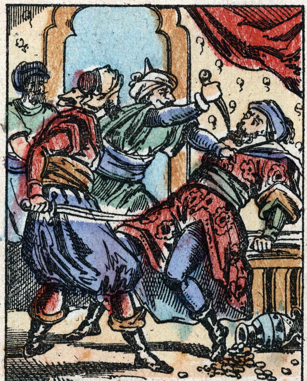 Ilustracja do Opowieści z tysiąca i jednej nocy. Ali-Baba (Ali Baba).Grawerowanie na drewnie firmy Imaging Pellerin - Epinal, sd. Koniec XIX wieku. autorstwa French School