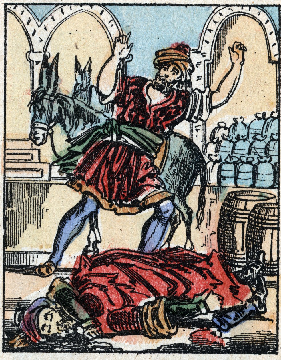 Ilustracja do Opowieści z tysiąca i jednej nocy. Ali-Baba (Ali Baba).Grawerowanie na drewnie firmy Imaging Pellerin - Epinal, sd. Koniec XIX wieku. autorstwa French School