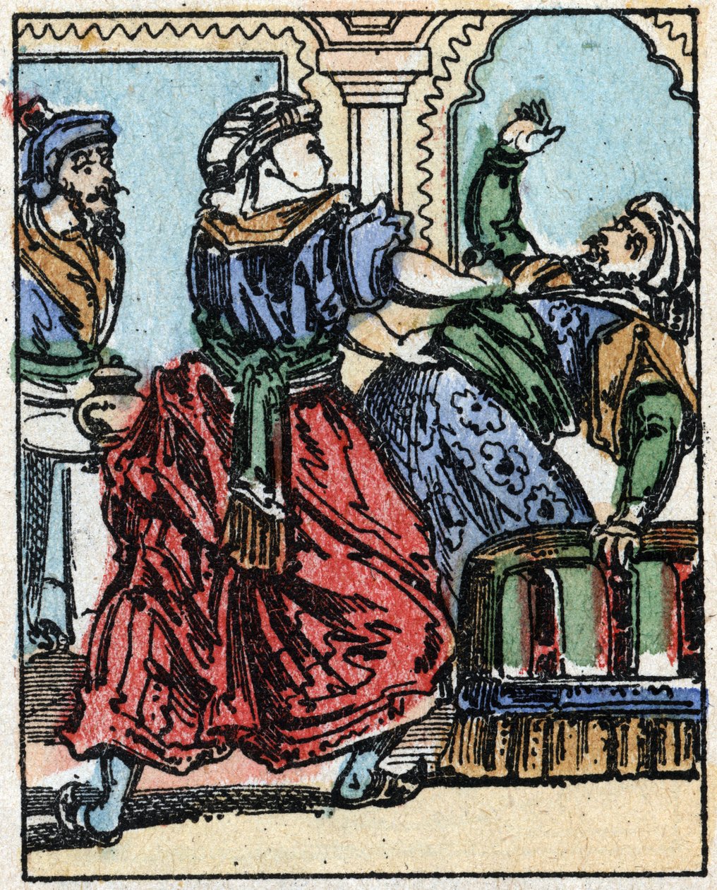 Ilustracja do Opowieści z tysiąca i jednej nocy. Ali-Baba (Ali Baba).Grawerowanie na drewnie firmy Imaging Pellerin - Epinal, sd. Koniec XIX wieku. autorstwa French School