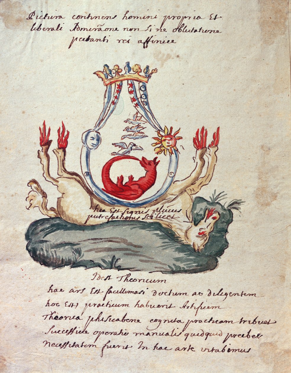 Ilustracja z Klucza do wielkiej nauki o nieznanym dziele filozoficznym, czyli wiecznej odnowie rzeczy w gniciu (atrament i toaleta na papierze) autorstwa French School