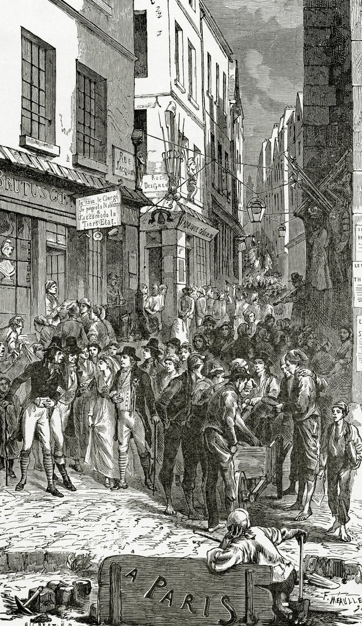Ilustracja z Quatre Vingt Treize, XIX w. (grawerunek bw) autorstwa French School