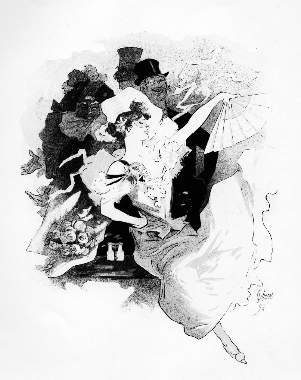 Ilustracja z plakatu reklamującego pierwszy Grand Bal Masque Theatre de LOpera, Paryż, Jules Cheret, 1896 autorstwa French School