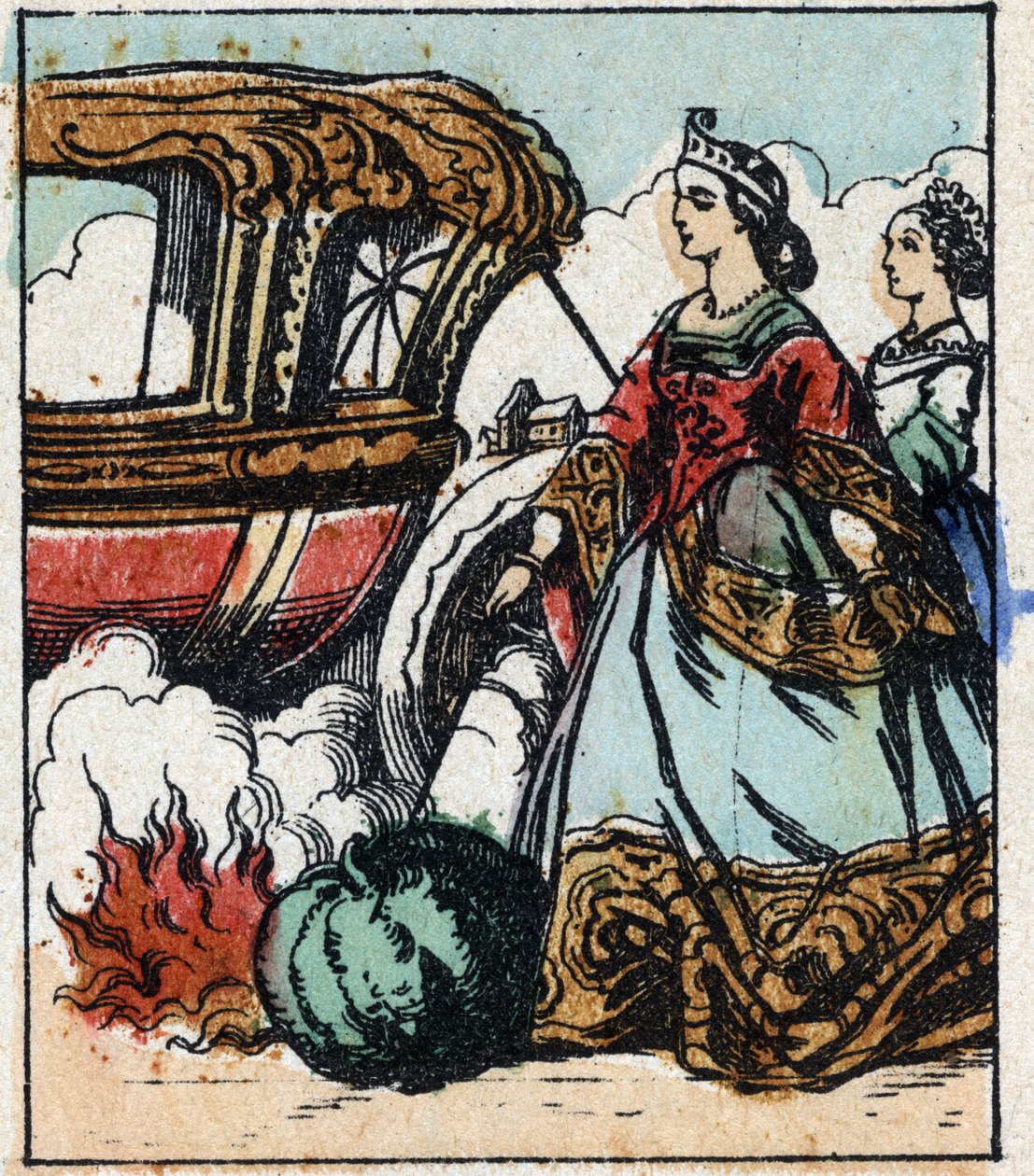 Ilustracja do bajki Charlesa Perraulta „Kopciuszek albo mały szklany pantofelek”. Drzeworyt Imaging Pellerin - Epinal, sd. Koniec XIX wieku. autorstwa French School
