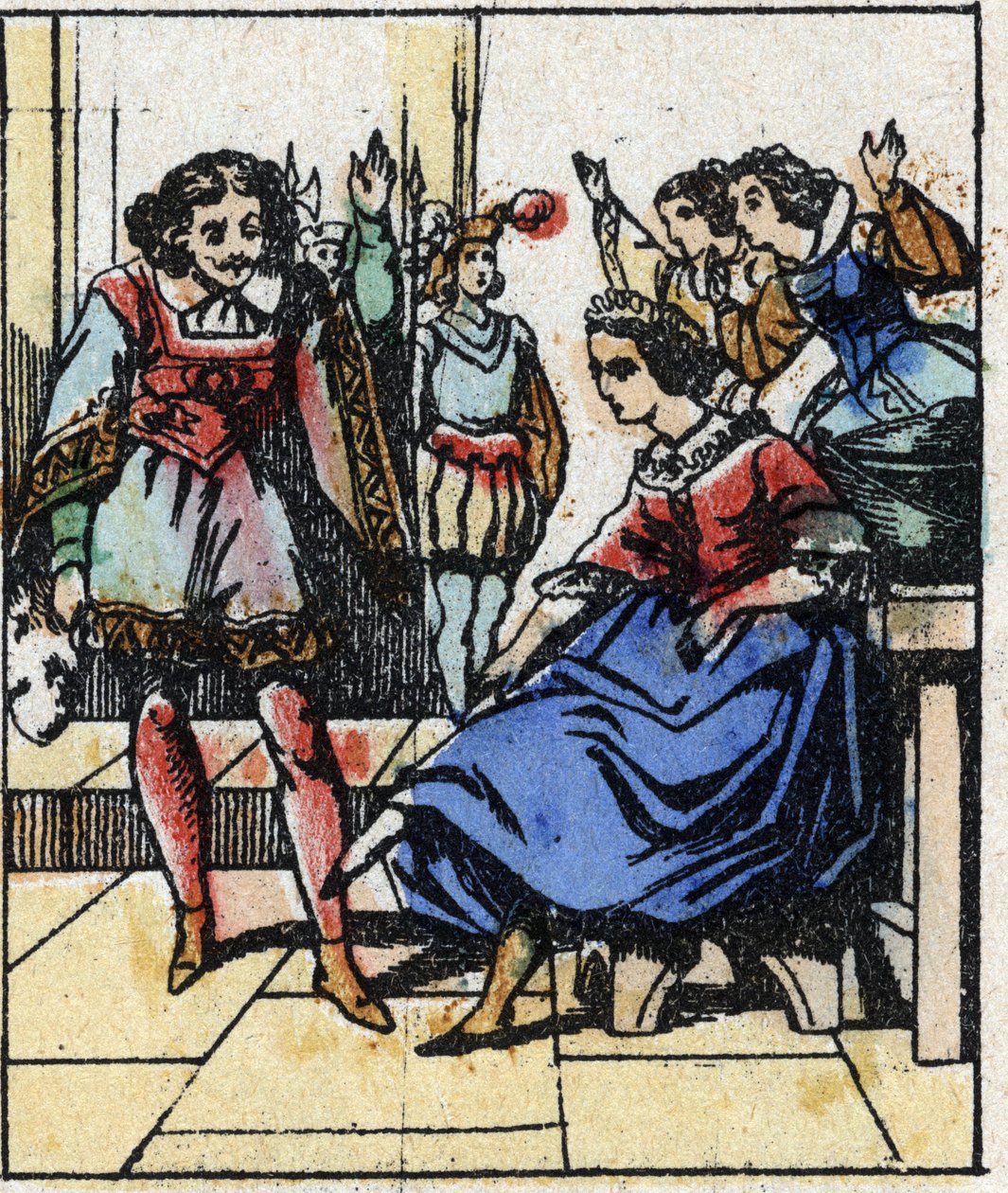 Ilustracja do bajki Charlesa Perraulta „Kopciuszek albo mały szklany pantofelek”. Drzeworyt Imaging Pellerin - Epinal, sd. Koniec XIX wieku. autorstwa French School