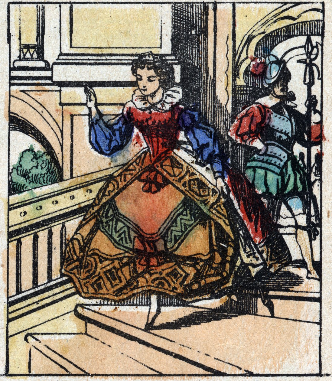Ilustracja do bajki Charlesa Perraulta „Kopciuszek albo mały szklany pantofelek”. Drzeworyt Imaging Pellerin - Epinal, sd. Koniec XIX wieku. autorstwa French School