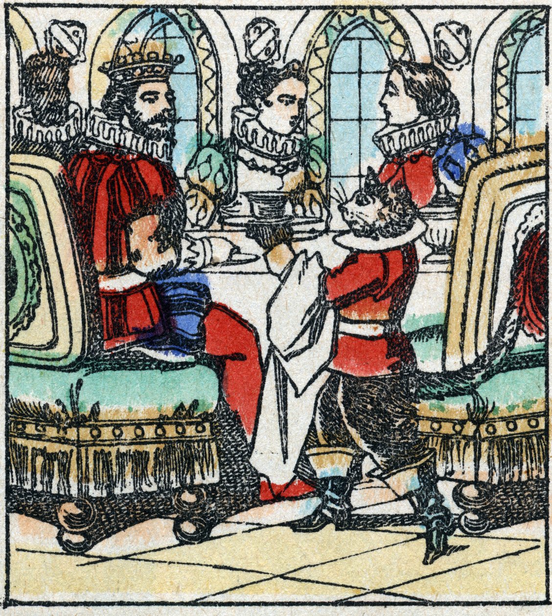 Ilustracja do bajki Charlesa Perraulta „Kot Botte”. Drzeworyt Imaging Pellerin - Epinal, sd. Koniec XIX wieku. autorstwa French School
