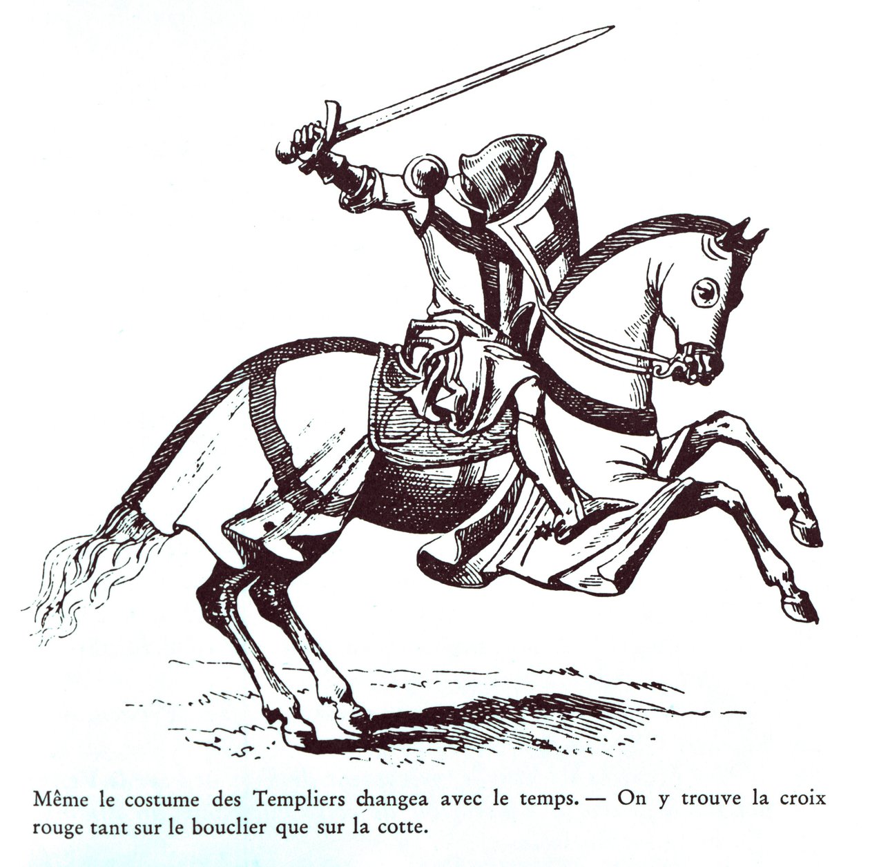Ilustracja Rycerza Templariusza (rycina) autorstwa French School