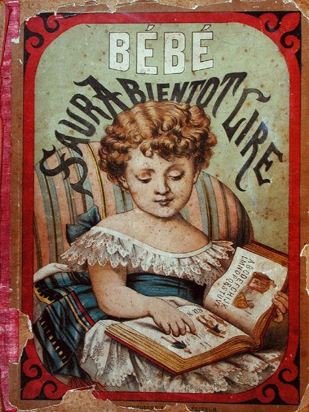 Ilustracja przedstawiająca dziecko uczące się czytać (kolor lito) autorstwa French School