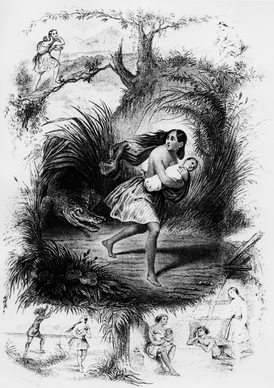 Ilustracja do powieści „Les Natchez” Francois Rene de Chateaubriand autorstwa French School