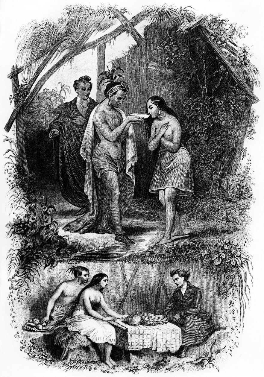 Ilustracja do powieści „Les Natchez” Francois Rene de Chateaubriand autorstwa French School