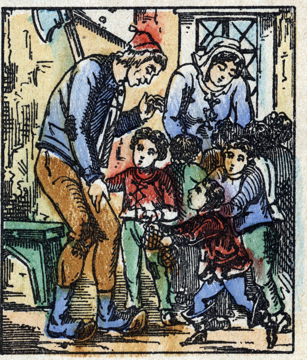 Ilustracja do bajki „Le petit poucet” autorstwa Charlesa Perraulta. Drzeworyt Imaging Pellerin - Epinal, sd. Koniec XIX wieku. autorstwa French School