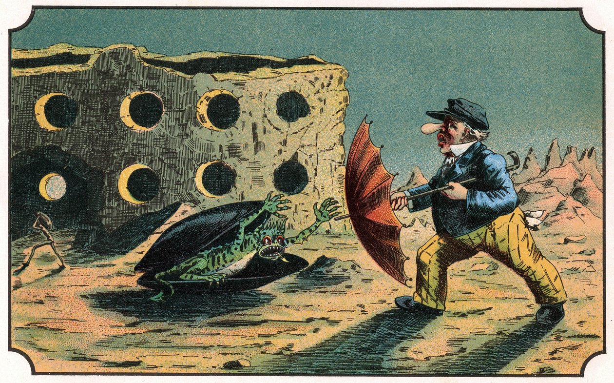 Ilustracja do książki „Voyage dans la lune avant 1900” autorstwa A. de Ville-d