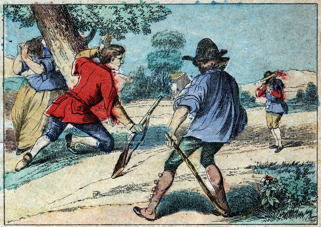 Ilustracja do bajki Jeana de la Fontaine (1621-1695): wilk został pasterzem. Obrazowanie epinal z końca XIX wieku. autorstwa French School