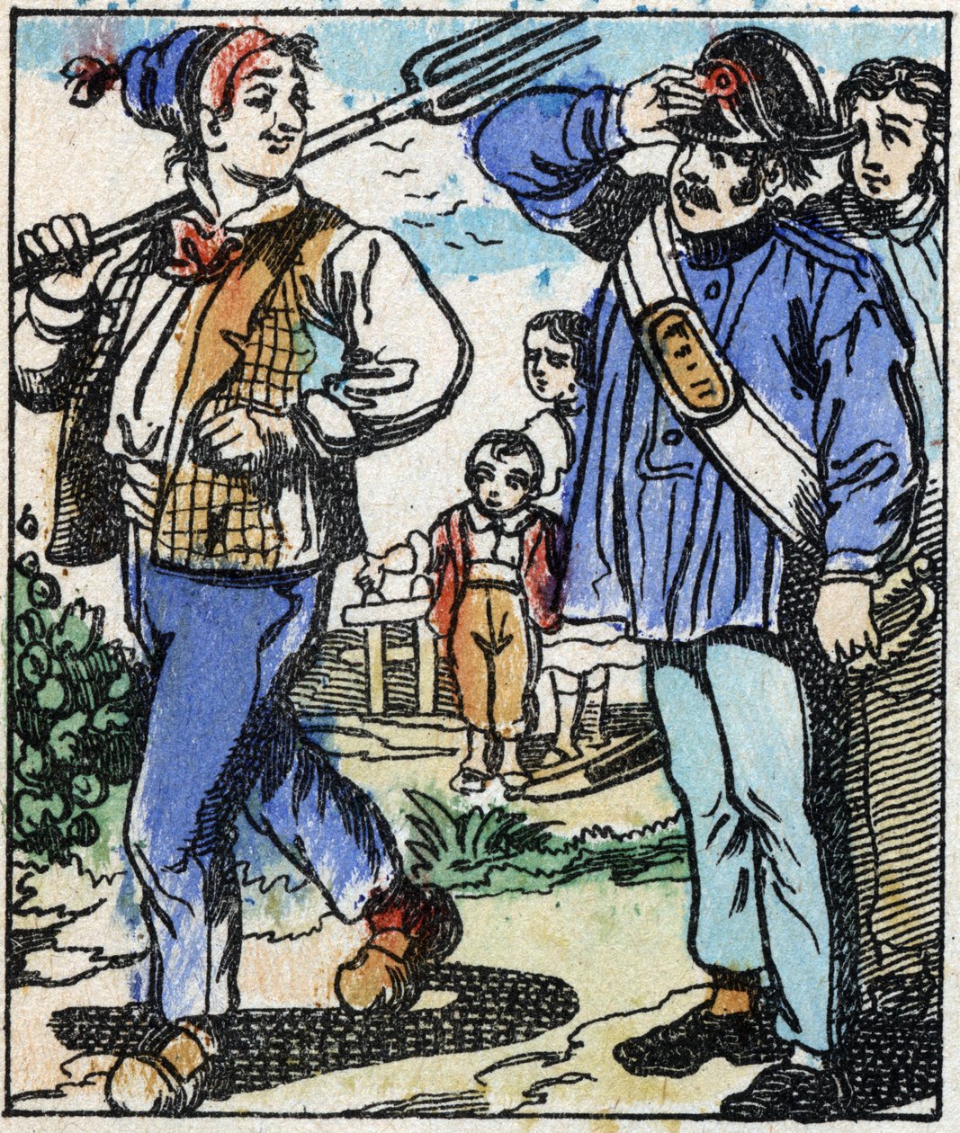 Ilustracja do bajki „Diabelski widelec” Grawerunek w drewnie firmy Imaging Pellerin - Epinal, sd. Koniec XIX wieku. autorstwa French School
