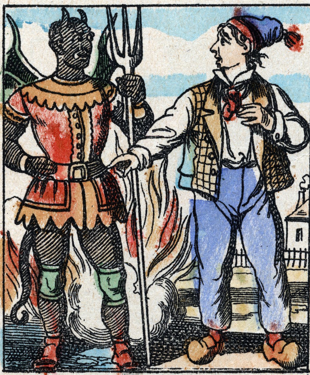 Ilustracja do bajki „Diabelski widelec” Grawer w drewnie firmy Imaging Pellerin - Epinal, sd. Koniec XIX wieku. autorstwa French School