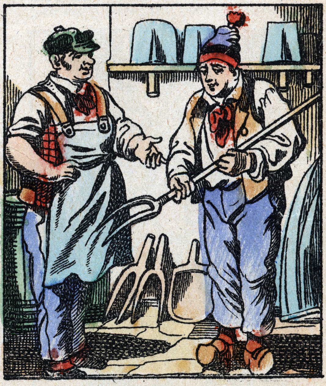 Ilustracja do bajki „Diabelski widelec” Grawer w drewnie firmy Imaging Pellerin - Epinal, sd. Koniec XIX wieku. autorstwa French School
