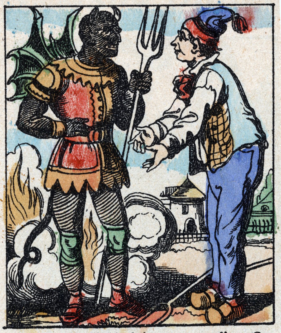 Ilustracja do bajki „Diabelski widelec” Grawer w drewnie firmy Imaging Pellerin - Epinal, sd. Koniec XIX wieku. autorstwa French School
