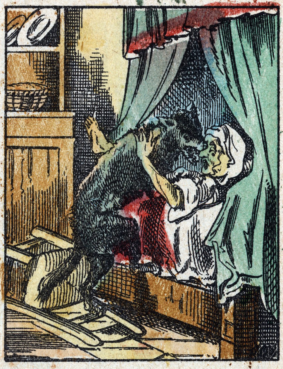 Ilustracja do bajki „Czerwony Kapturek” autorstwa Charlesa Perraulta. Grawerowanie na drewnie firmy Imaging Pellerin - Epinal, sd. Koniec XIX wieku. autorstwa French School