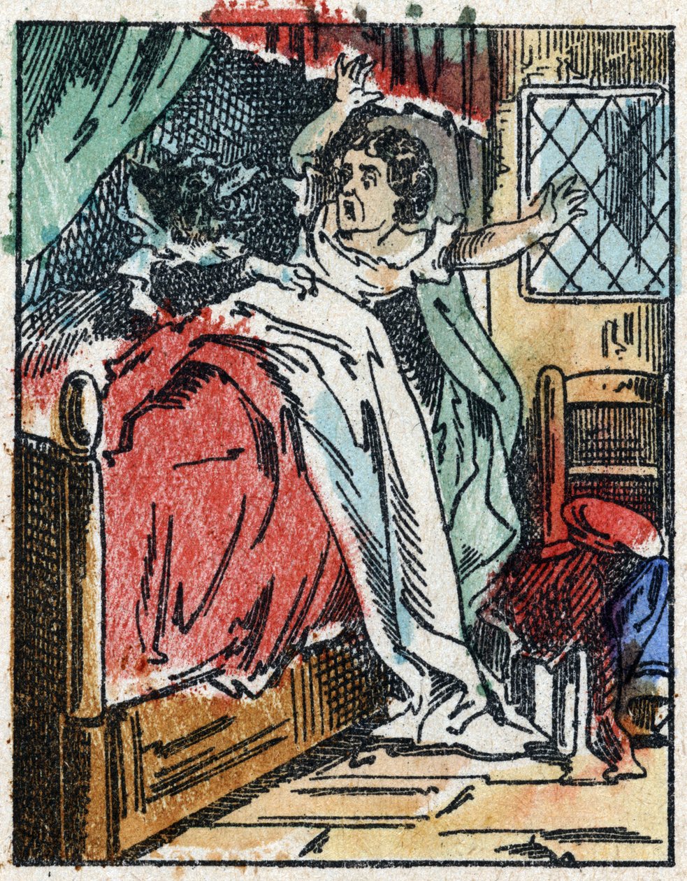 Ilustracja do bajki „Czerwony Kapturek” autorstwa Charlesa Perraulta. Drzeworyt firmy Imaging Pellerin - Epinal, sd. Koniec XIX wieku. autorstwa French School