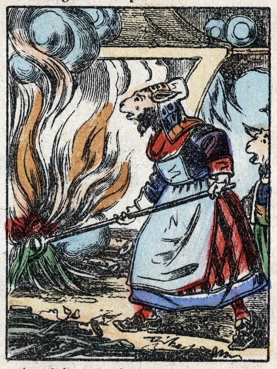 Ilustracja do bajki „Wilk, koza i siedem bikietów” Drzeworyt z Imaging Pellerin - Epinal, sd. Koniec XIX wieku. autorstwa French School