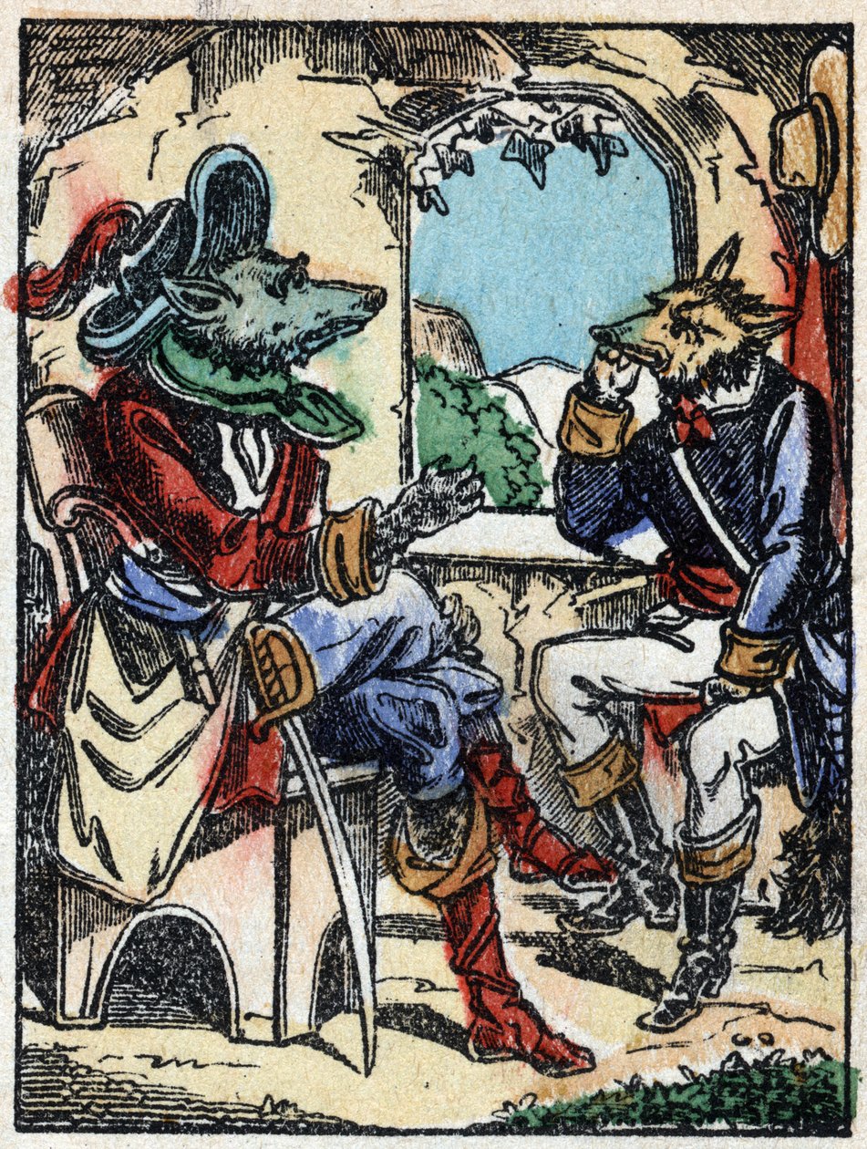 Ilustracja do bajki „Wilk, koza i siedem bikietów” Drzeworyt z Imaging Pellerin - Epinal, sd. Koniec XIX wieku. autorstwa French School