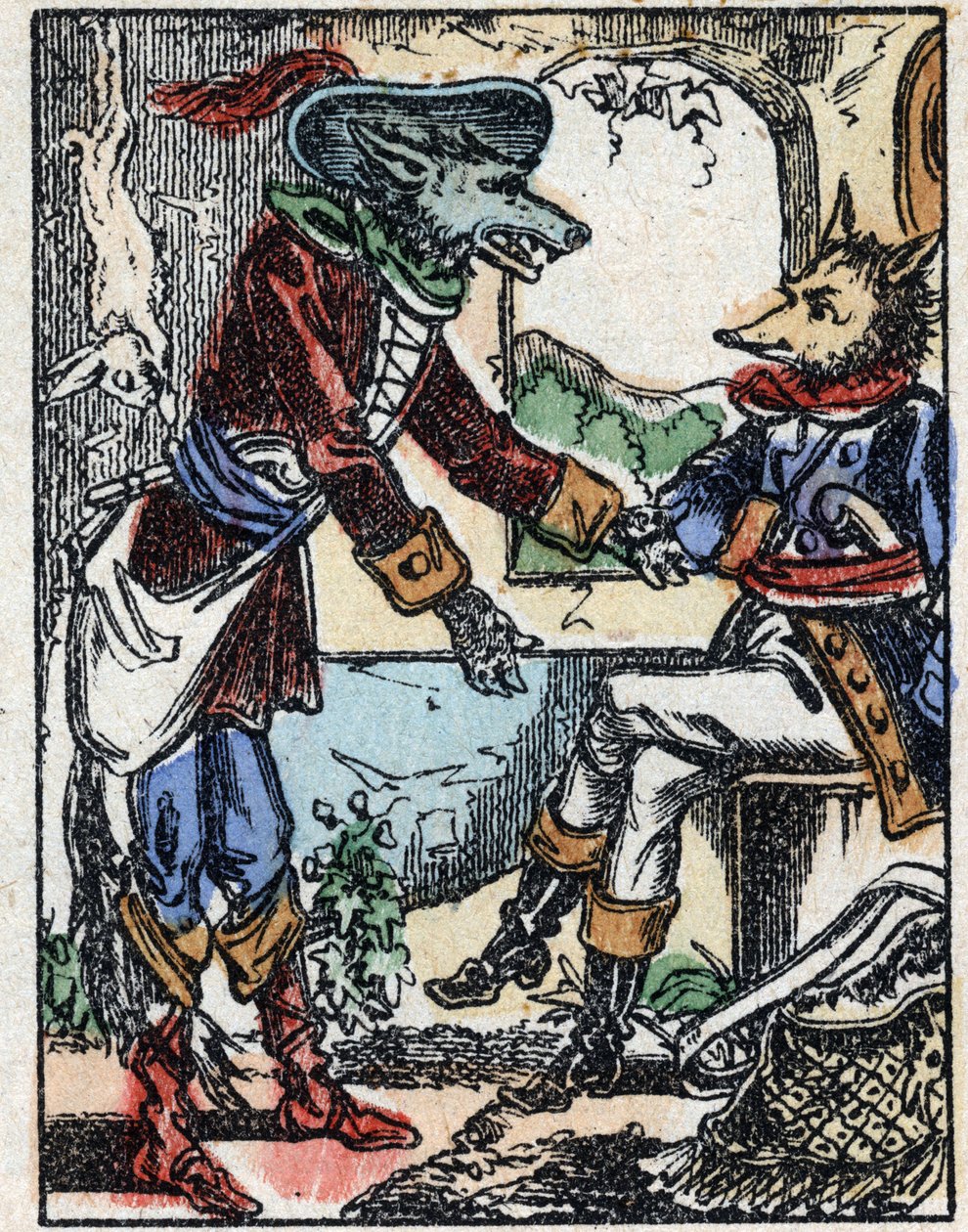 Ilustracja do bajki „Wilk, koza i siedem bikietów” Drzeworyt z Imaging Pellerin - Epinal, sd. Koniec XIX wieku. autorstwa French School