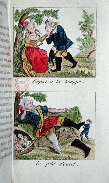 Ilustracje do „Riquet a la Houppe” i „Tom Thumb”, bajki Charlesa Perraulta (1628-1703) autorstwa French School