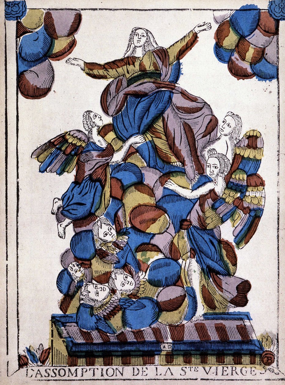 Obraz Epinal: Wniebowzięcie Najświętszej Maryi Panny, ok. godz. 1820, „Popularny wizerunek” Pierre Louis Duchartre i René Saubrier, Librairie de France autorstwa French School