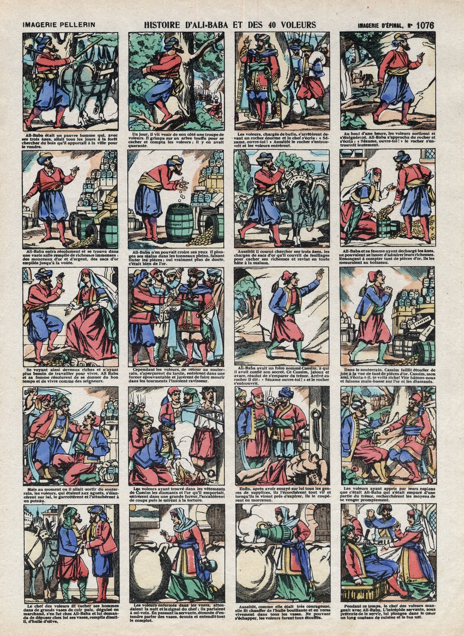 Obrazy Epinal z Pellerin House - ok. 1913 - Ilustracja do Opowieści z tysiąca i jednej nocy. historia Ali Baby (Ali Baby) i 40 złodziei autorstwa French School