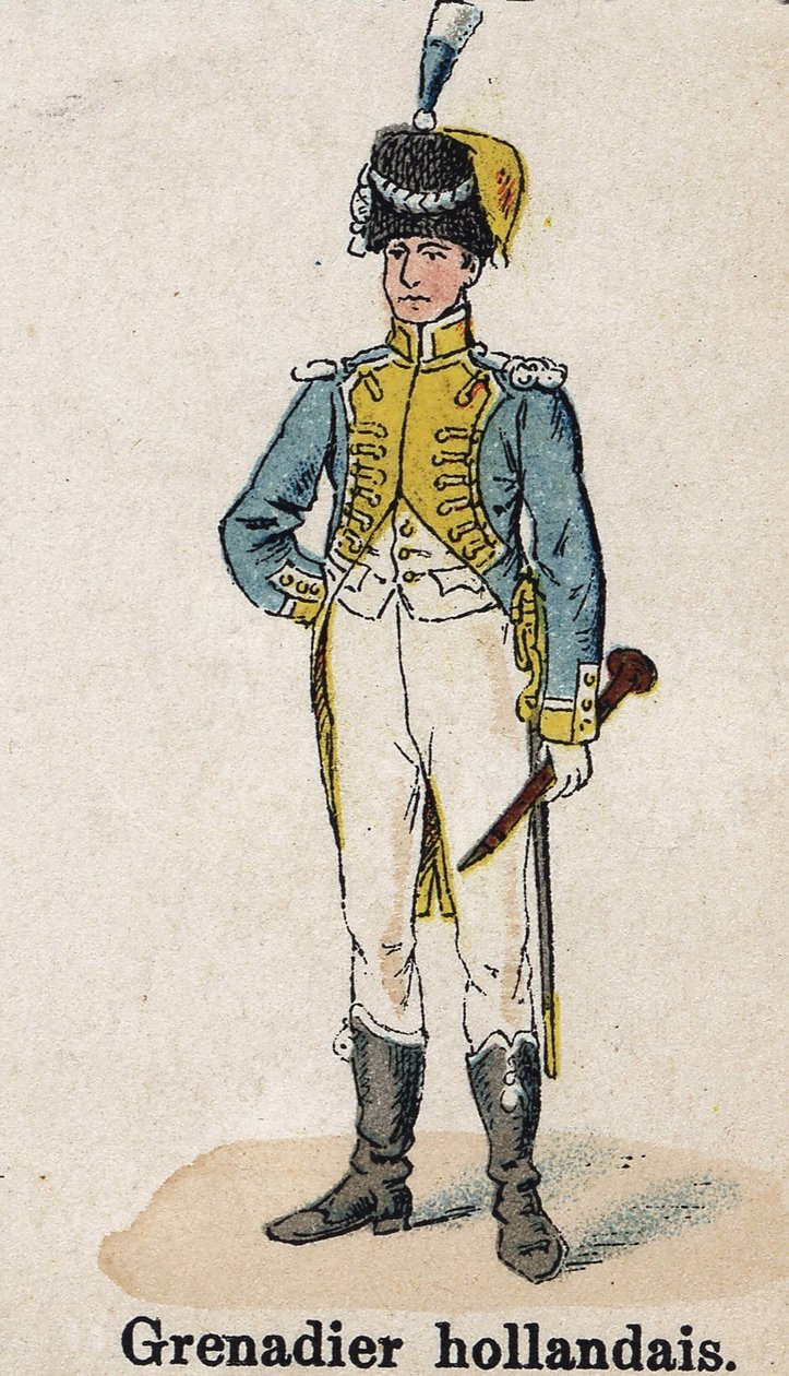 Gwardia Cesarska Napoleona I: Holenderski Grenadier - Muzyk. Talerz z książki Les Uniforms de l