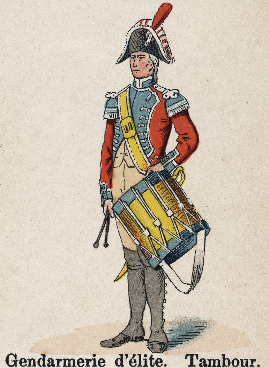 Gwardia Cesarska Napoleona I: Elitarna Żandarmeria - Bęben. Talerz z książki Les Uniforms de l