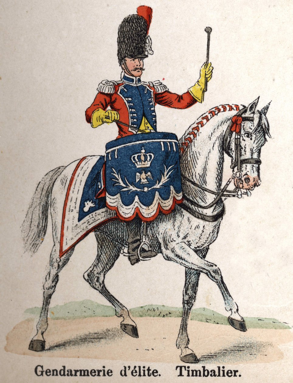 Gwardia Cesarska Napoleona I: Elitarna Żandarmeria - Timbalier. Talerz z książki Les Uniforms de l