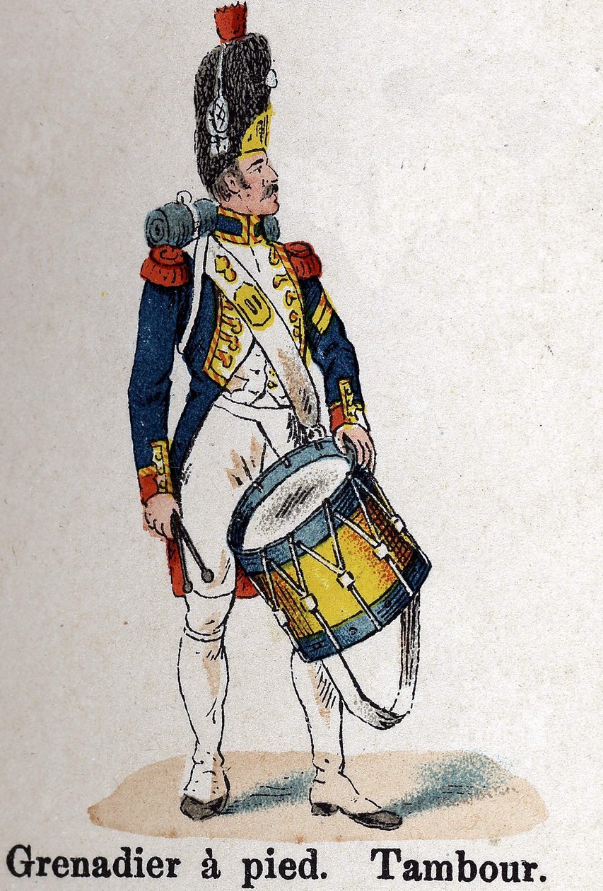 Gwardia Cesarska Napoleona I: Grenadier pieszo - Bęben. Talerz z książki Les Uniformes de l