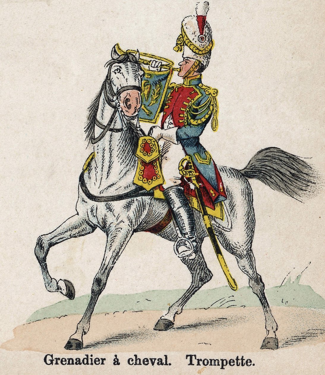 Gwardia Cesarska Napoleona I: Grenadier na koniu - Trąbka. Talerz z książki Les Uniformes de l