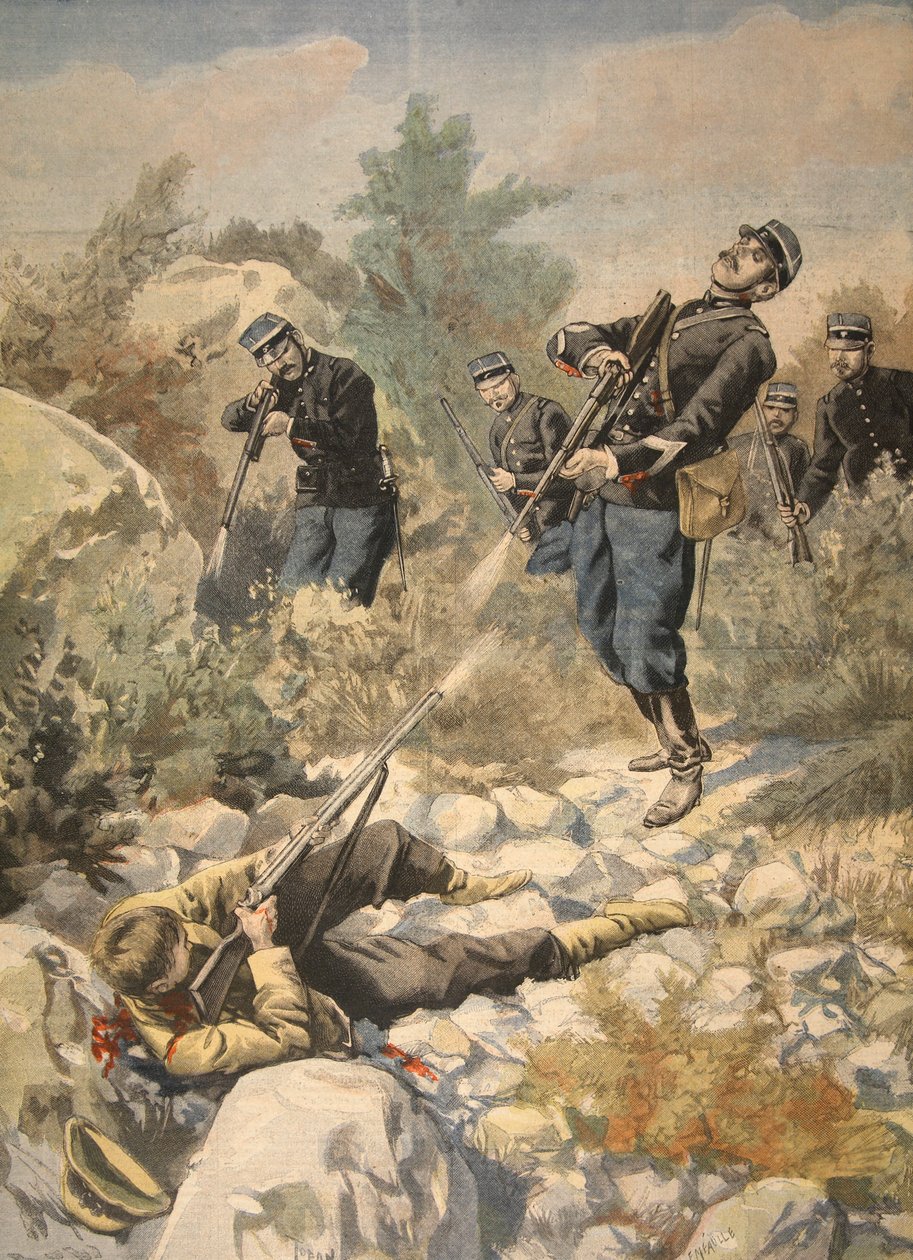 Na Korsyce: policja i gangster, ilustracja z Le Petit Journal: Supplement illustre, 1898 autorstwa French School