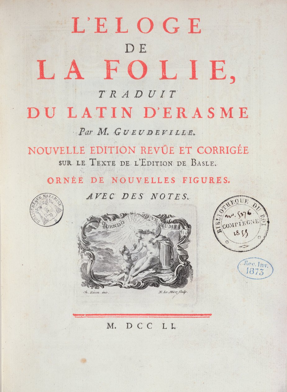 Pochwała szaleństwa, 1751 (papier drukowany) autorstwa French School
