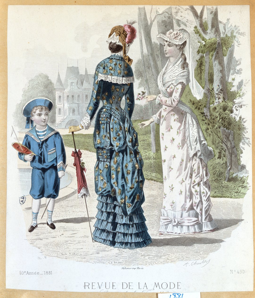 W parku, z Revue de la Mode, 1881 autorstwa French School