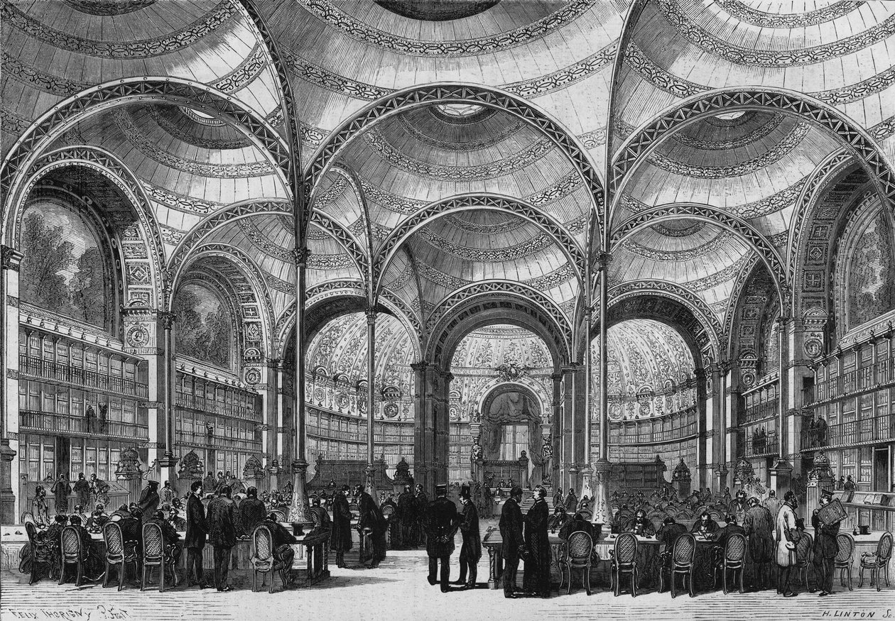 Otwarcie nowej czytelni Biblioteki Cesarskiej w Paryżu 13 czerwca 1868 r., wybudowanej przez architekta Pierre
